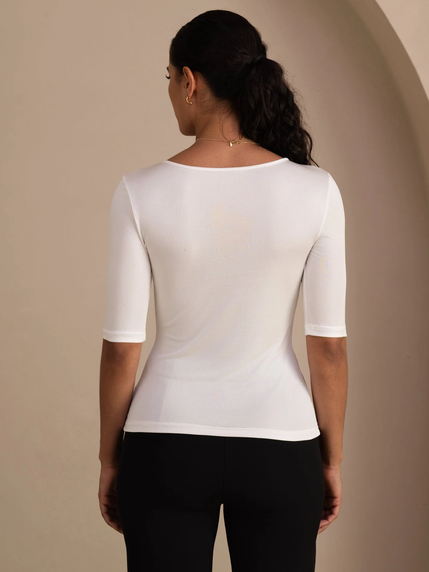 Pure Silk Women's Half Sleeve Scoop Neck Top - Image 15