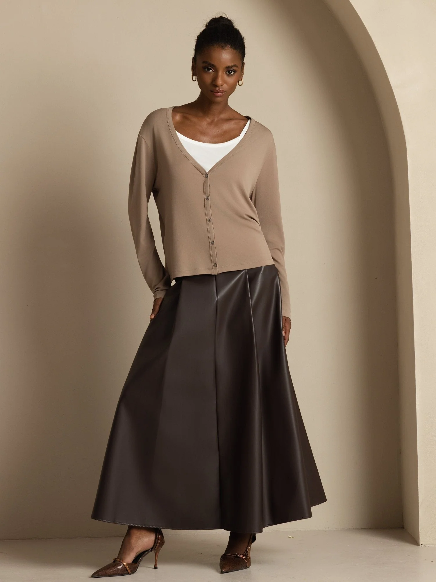 Pure Silk Women's V-Neck Long Sleeve Basic Cardigan - Image 21