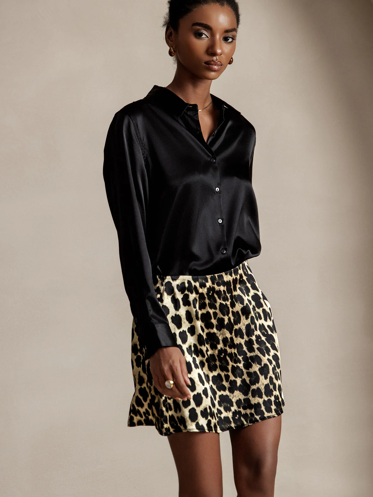 19Momme Silk Long Sleeve Lapel Collar Women's Shirt with Button Up Design - Image 14