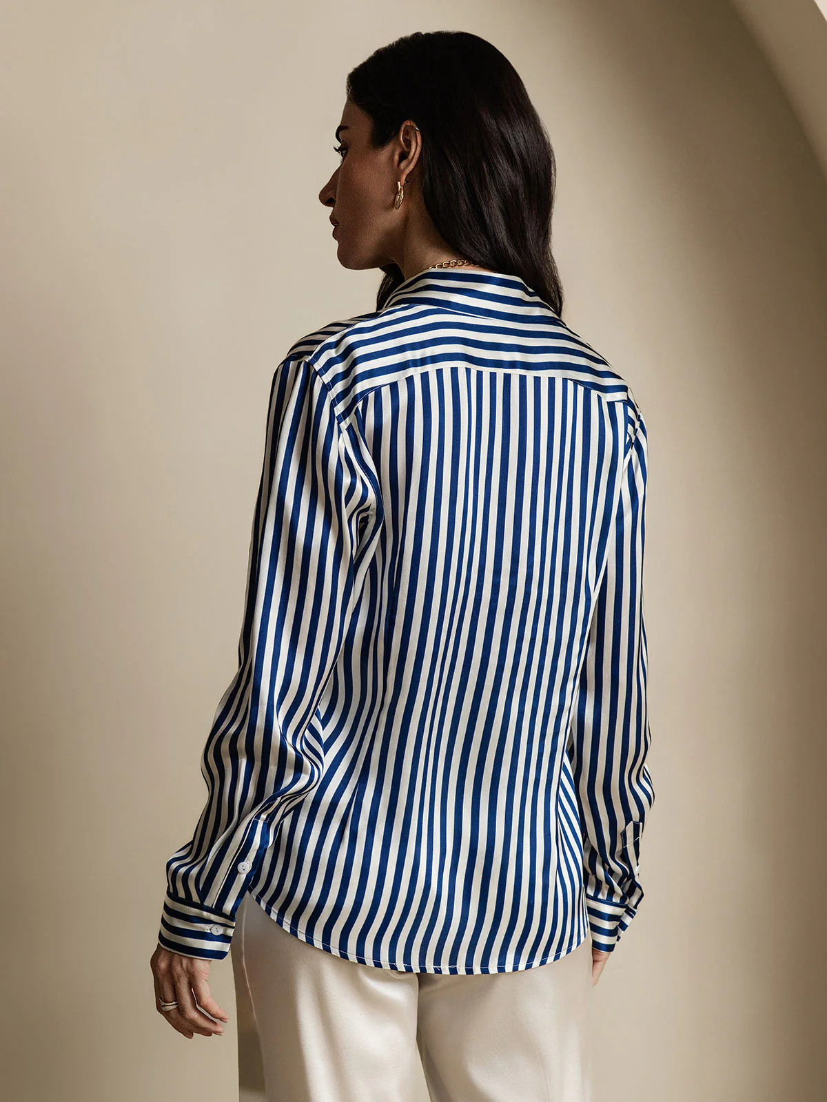 19Momme Silk Long Sleeve Lapel Collar Women's Shirt with Button Up Design - Image 3