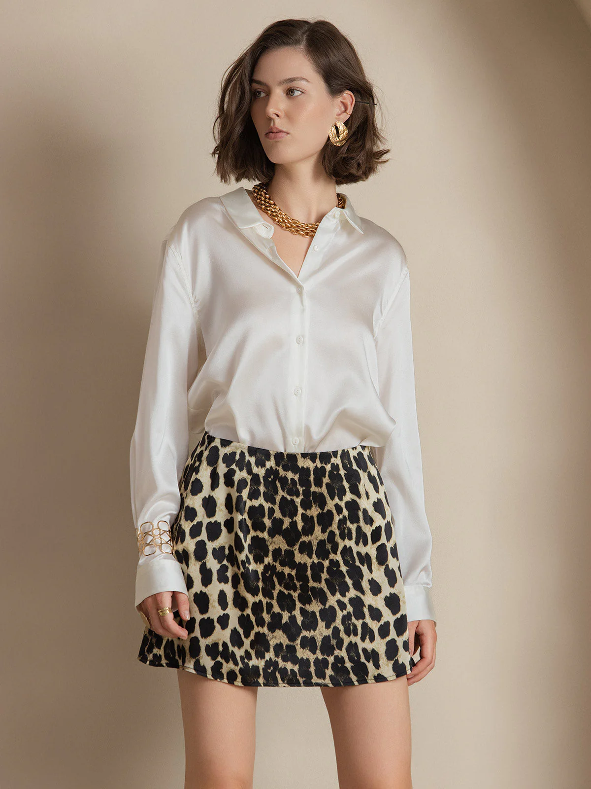 19Momme Silk Long Sleeve Lapel Collar Women's Shirt with Button Up Design - Image 57