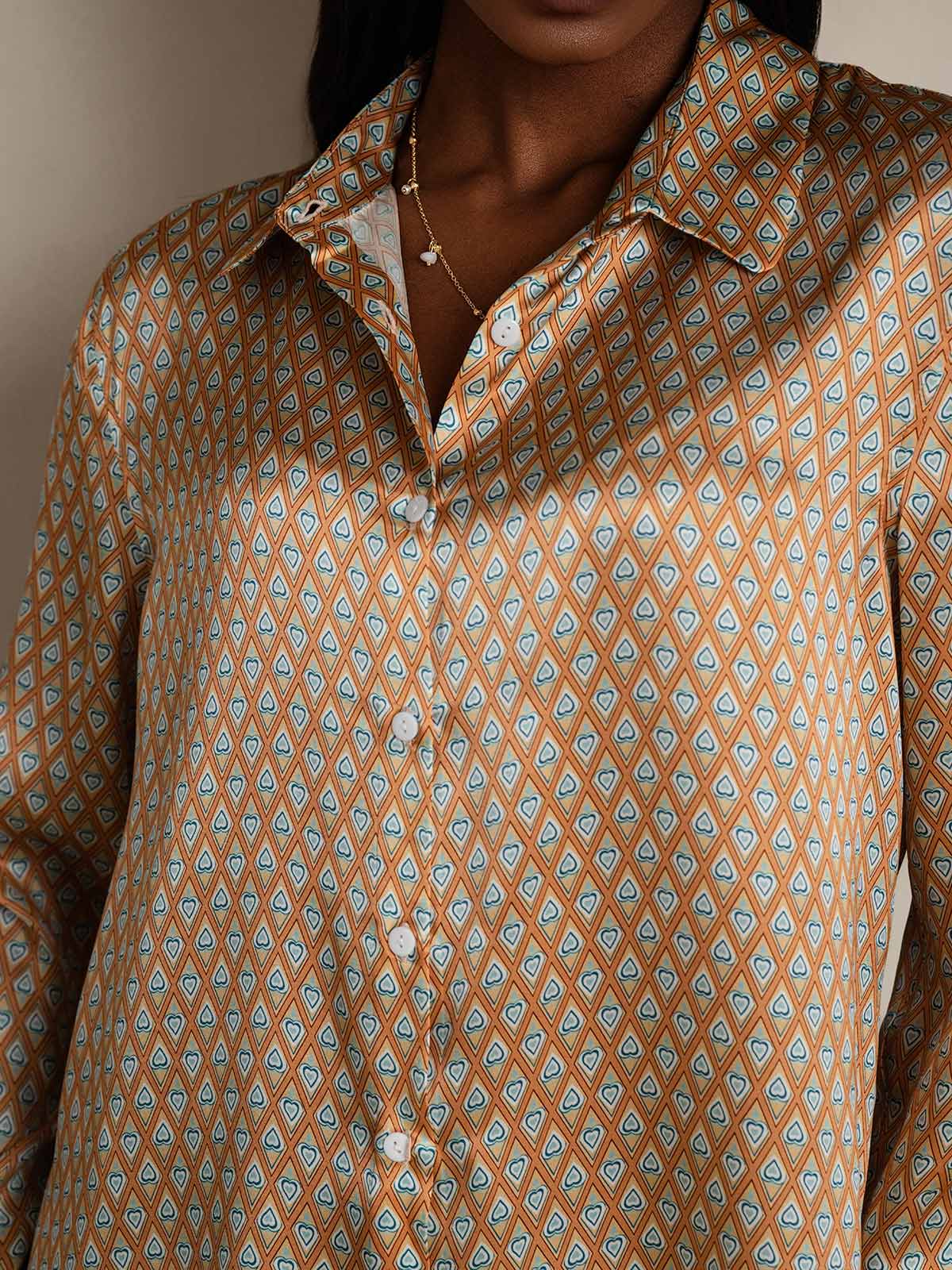 19Momme Silk Long Sleeve Lapel Collar Women's Shirt with Button Up Design - Image 109