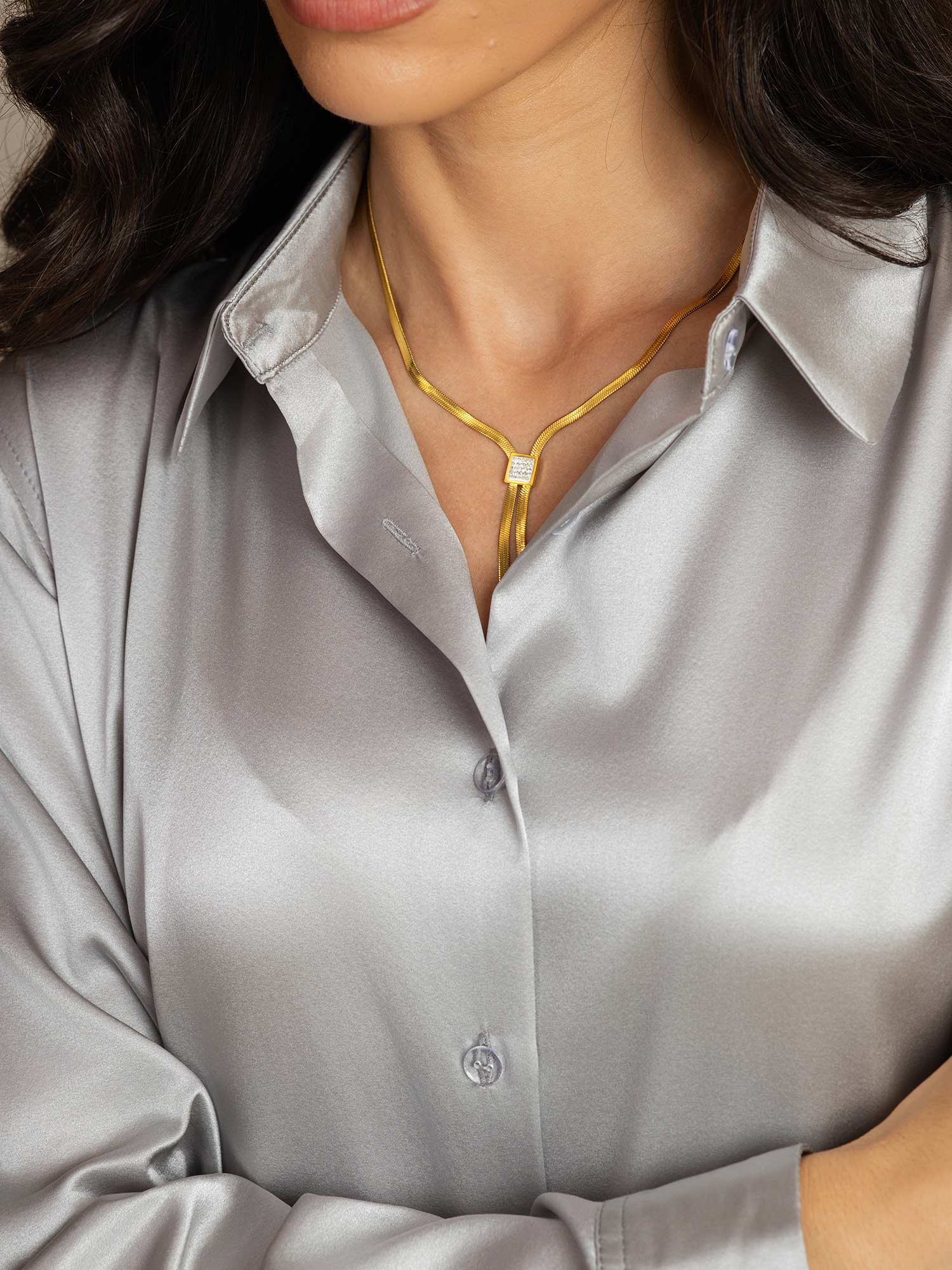 19Momme Silk Long Sleeve Lapel Collar Women's Shirt with Button Up Design - Image 129