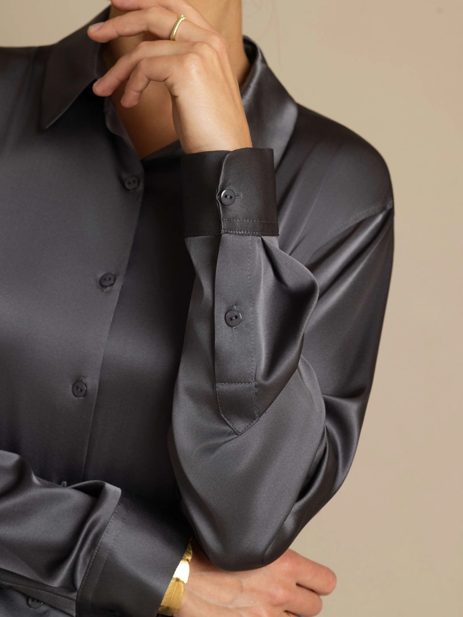19Momme Silk Long Sleeve Lapel Collar Women's Shirt with Button Up Design - Image 141