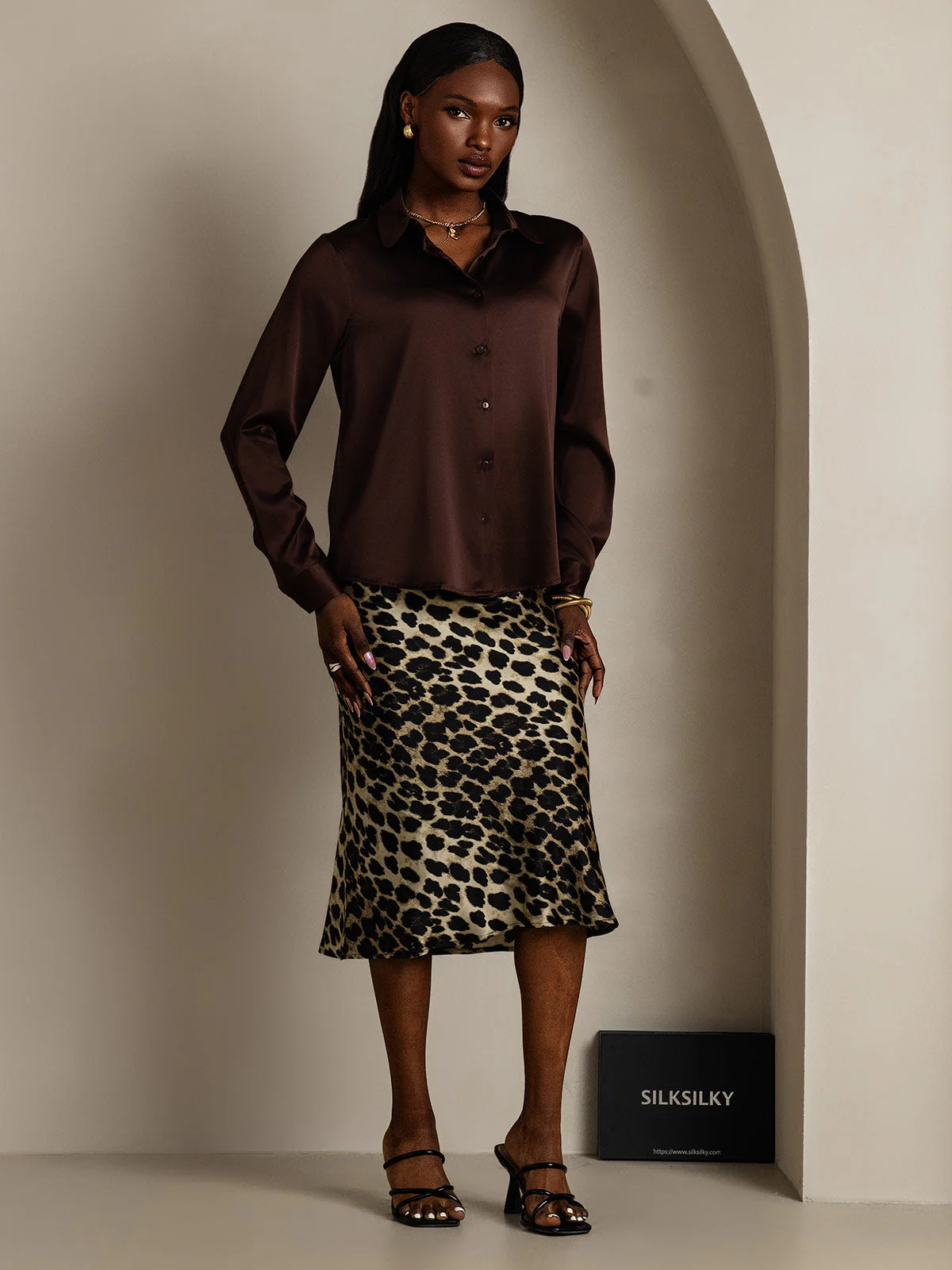 19Momme Silk Long Sleeve Lapel Collar Women's Shirt with Button Up Design - Image 58