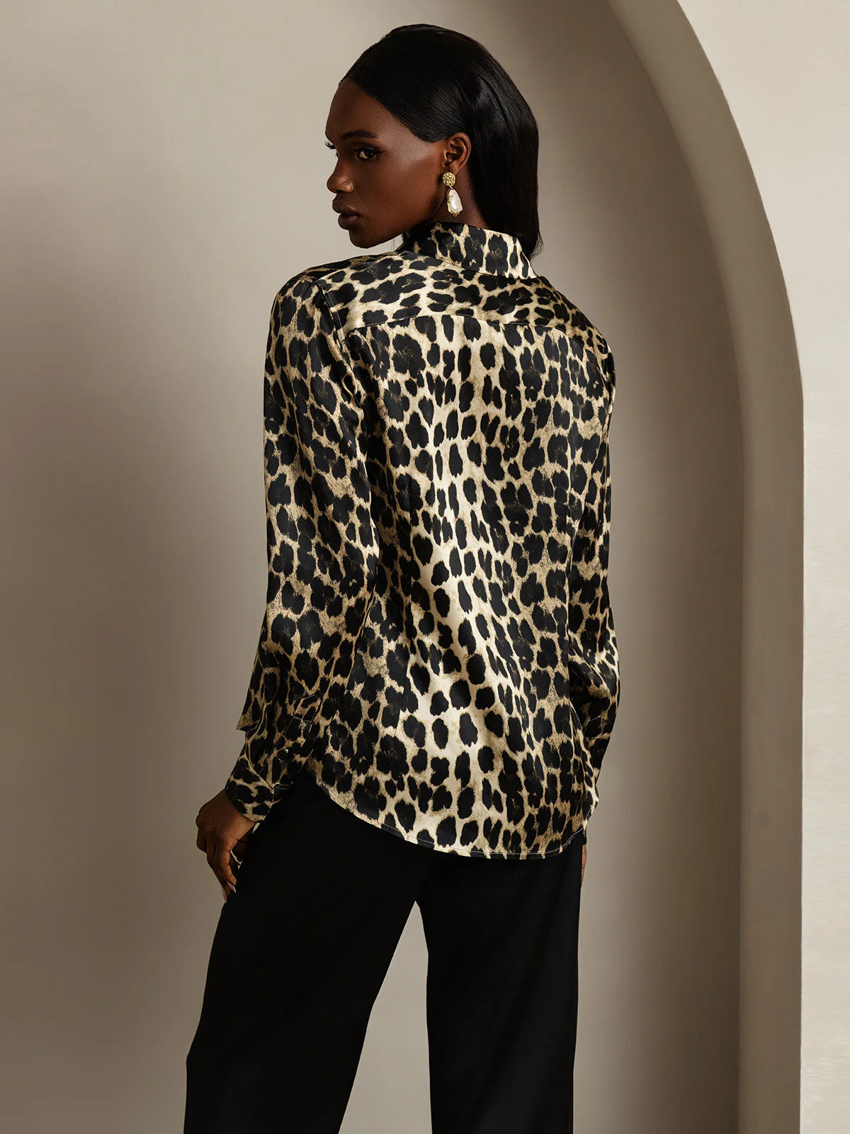 19Momme Silk Long Sleeve Lapel Collar Women's Shirt with Button Up Design - Image 77