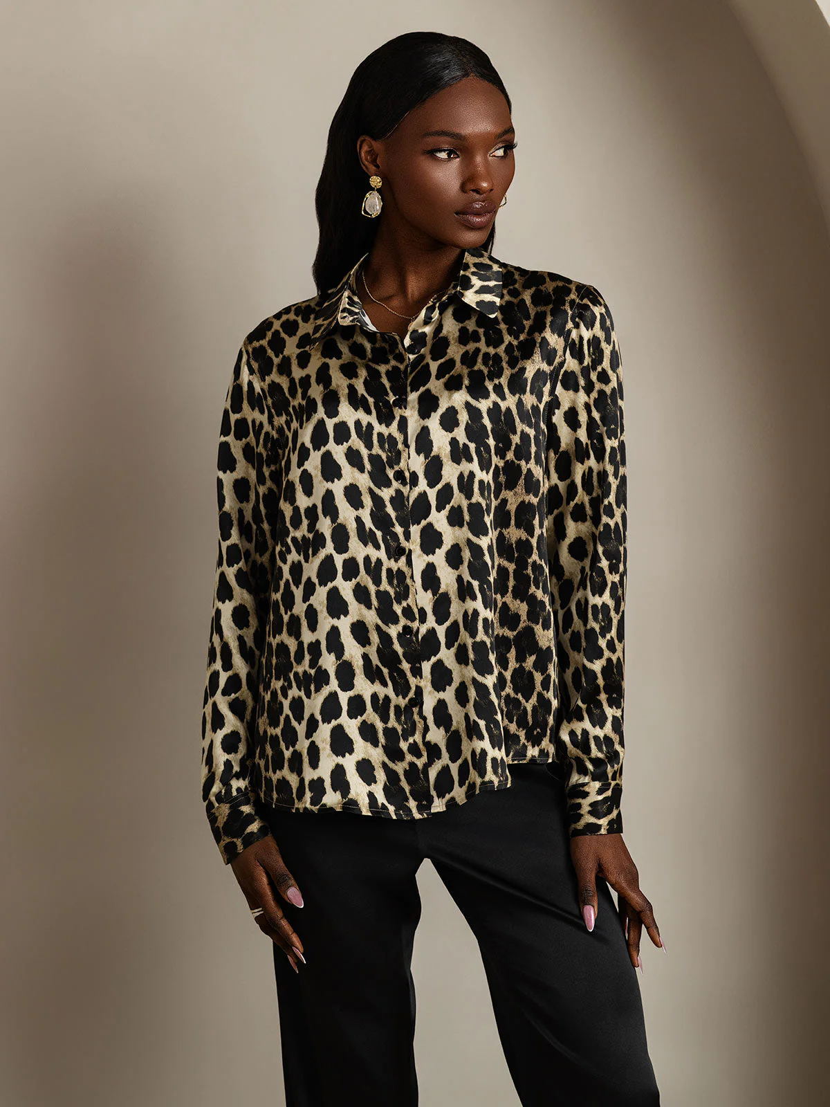 19Momme Silk Long Sleeve Lapel Collar Women's Shirt with Button Up Design - Image 79