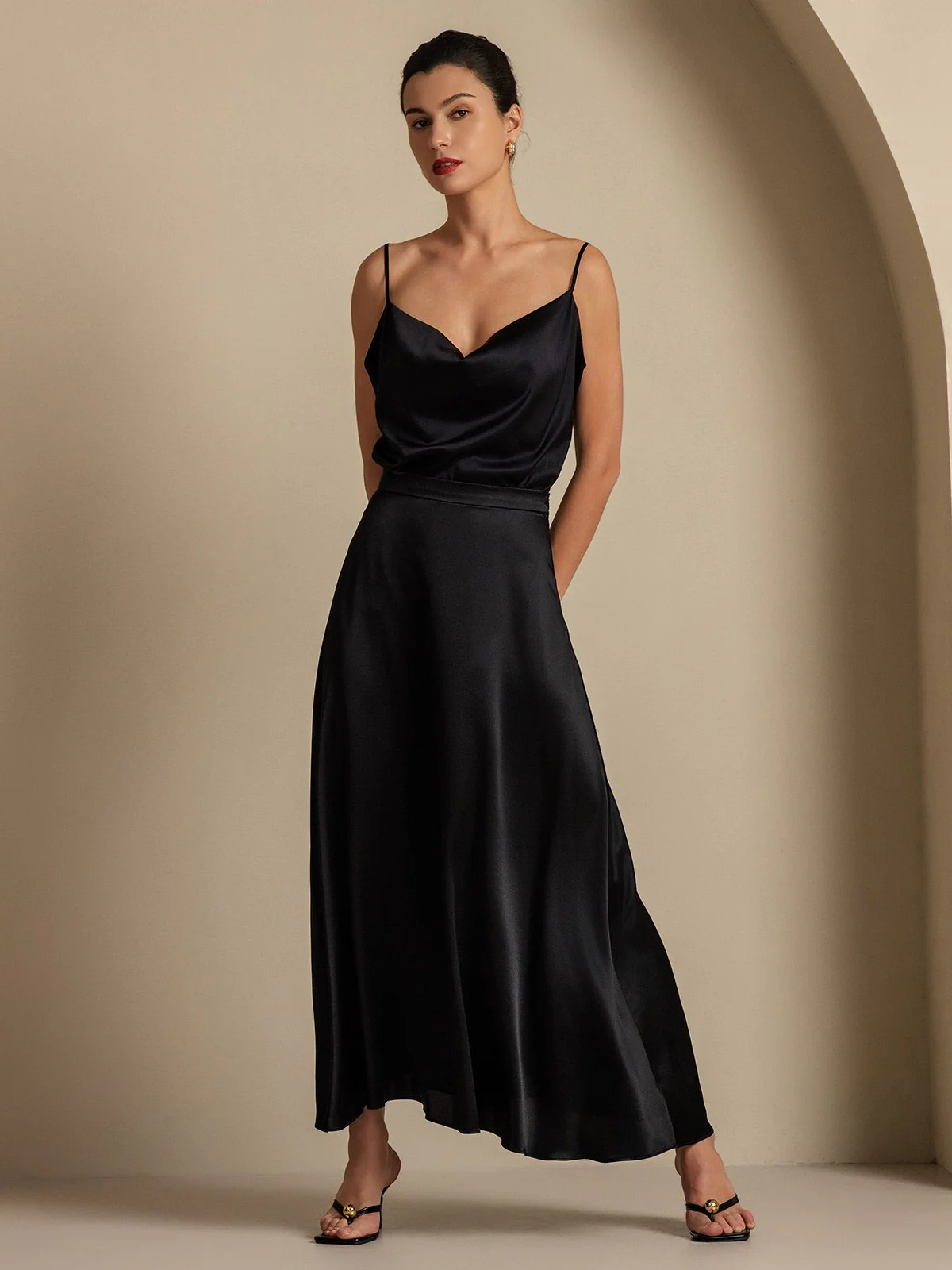 19Momme Silk A Line Maxi Skirt with Lining - Image 19