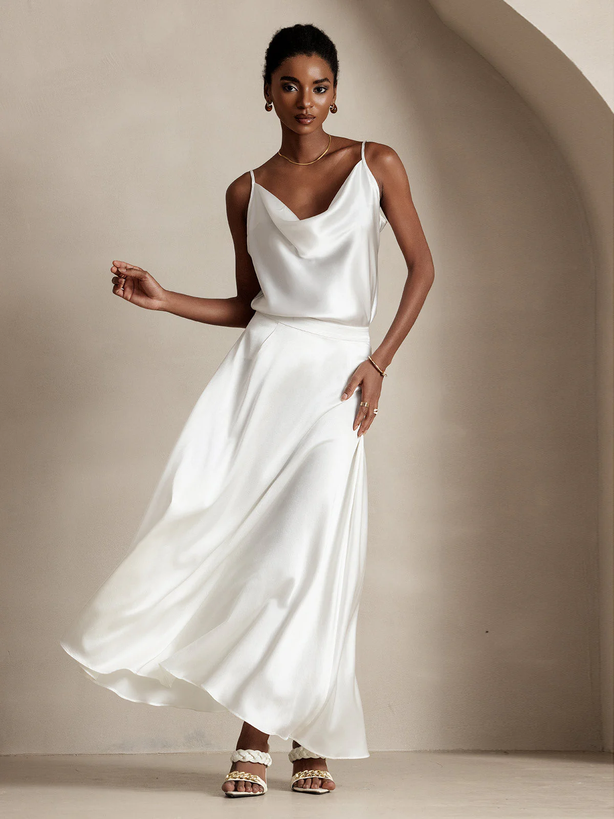 19Momme Silk A Line Maxi Skirt with Lining - Image 2