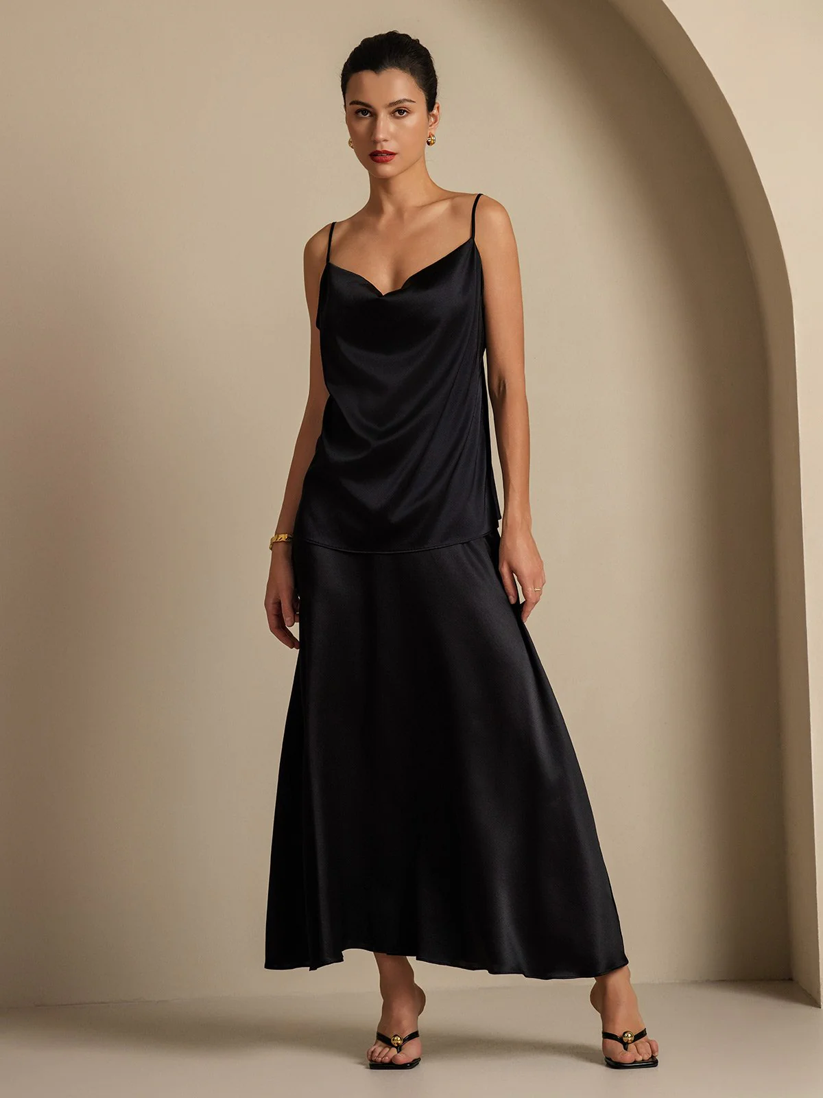 19Momme Silk A Line Maxi Skirt with Lining - Image 20