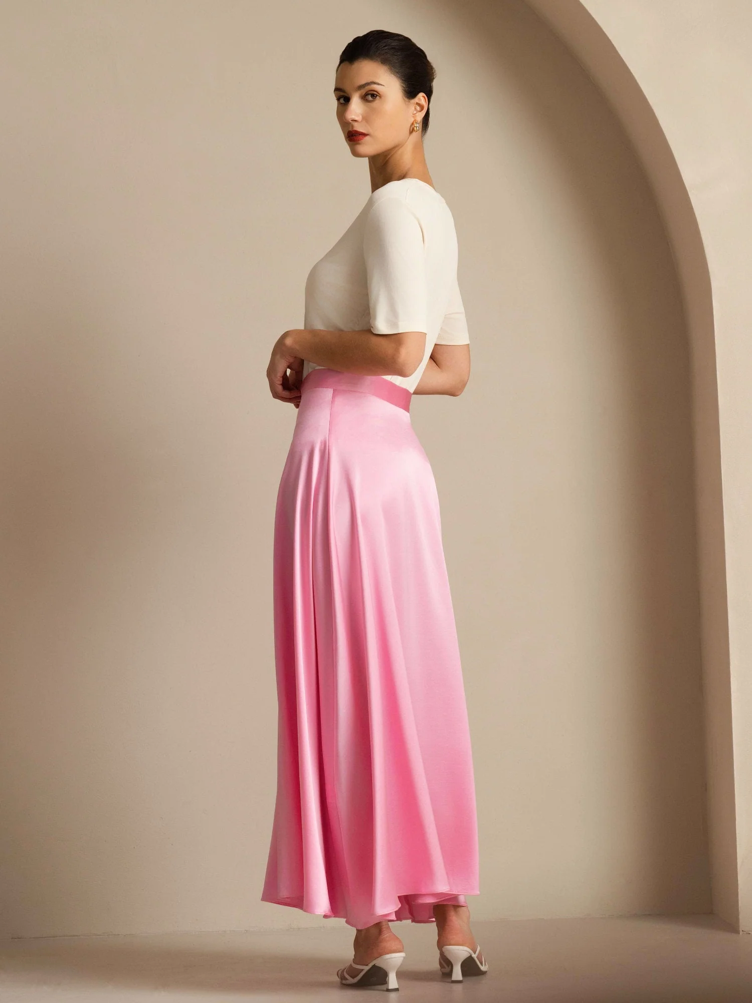19Momme Silk A Line Maxi Skirt with Lining - Image 29