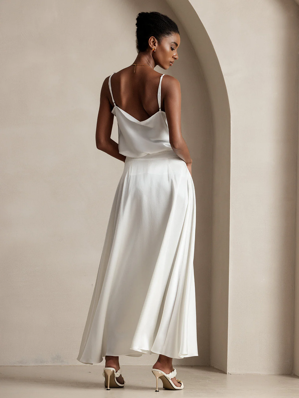 19Momme Silk A Line Maxi Skirt with Lining - Image 3