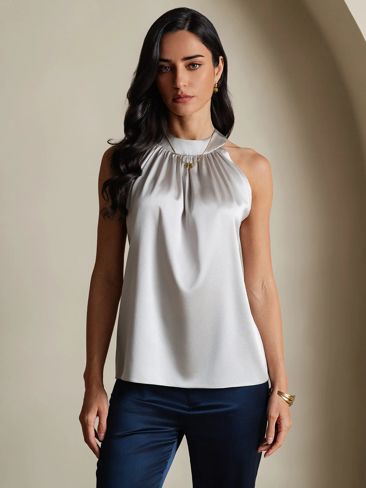 19Momme Silk Sleeveless Halter Neck Women's Top - Image 10