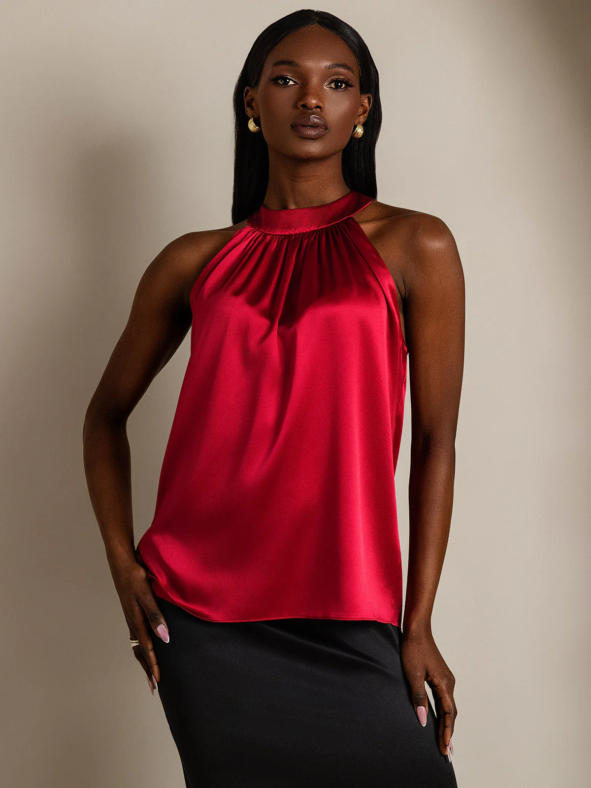 19Momme Silk Sleeveless Halter Neck Women's Top - Image 25