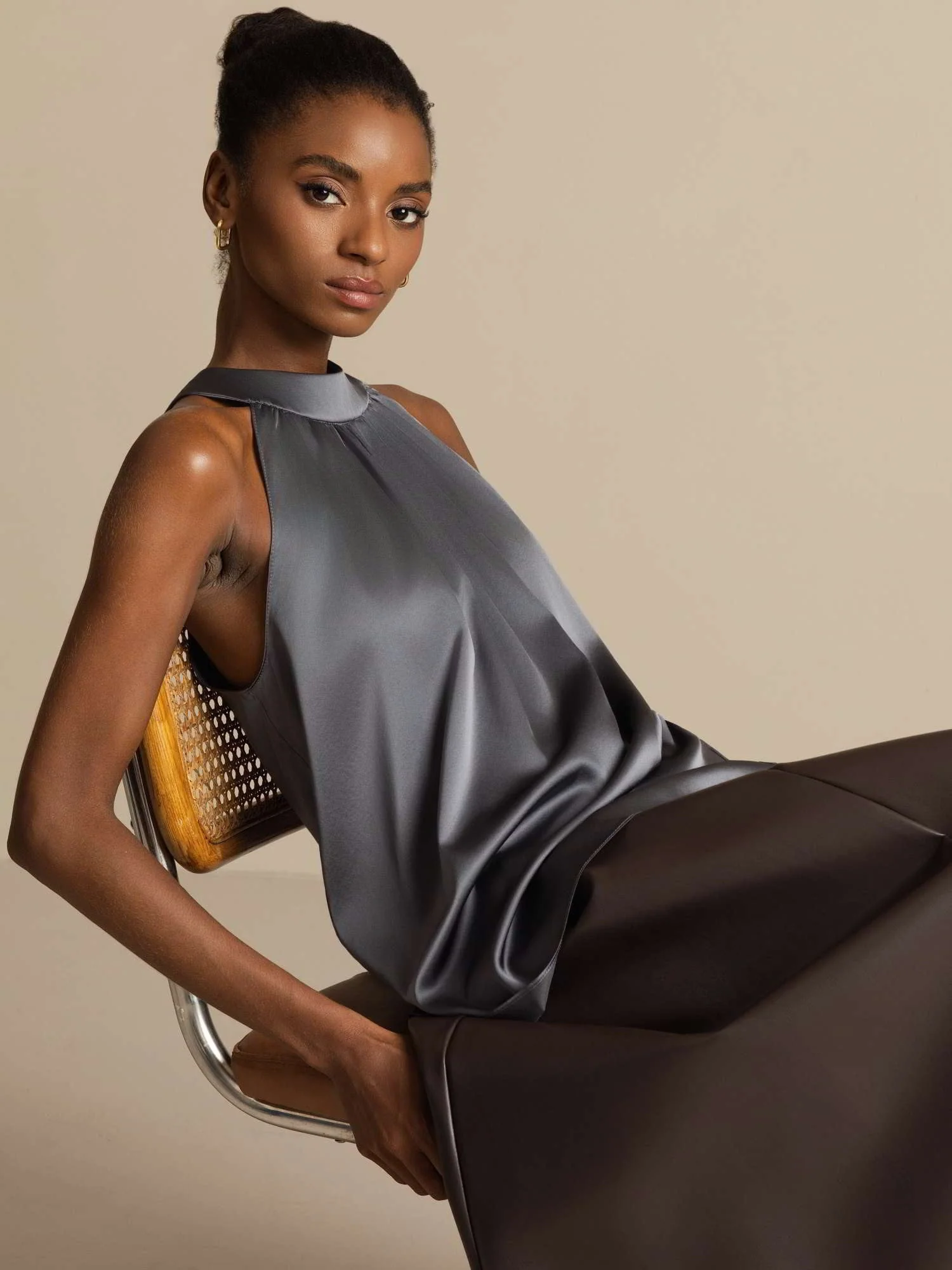 19Momme Silk Sleeveless Halter Neck Women's Top - Image 42