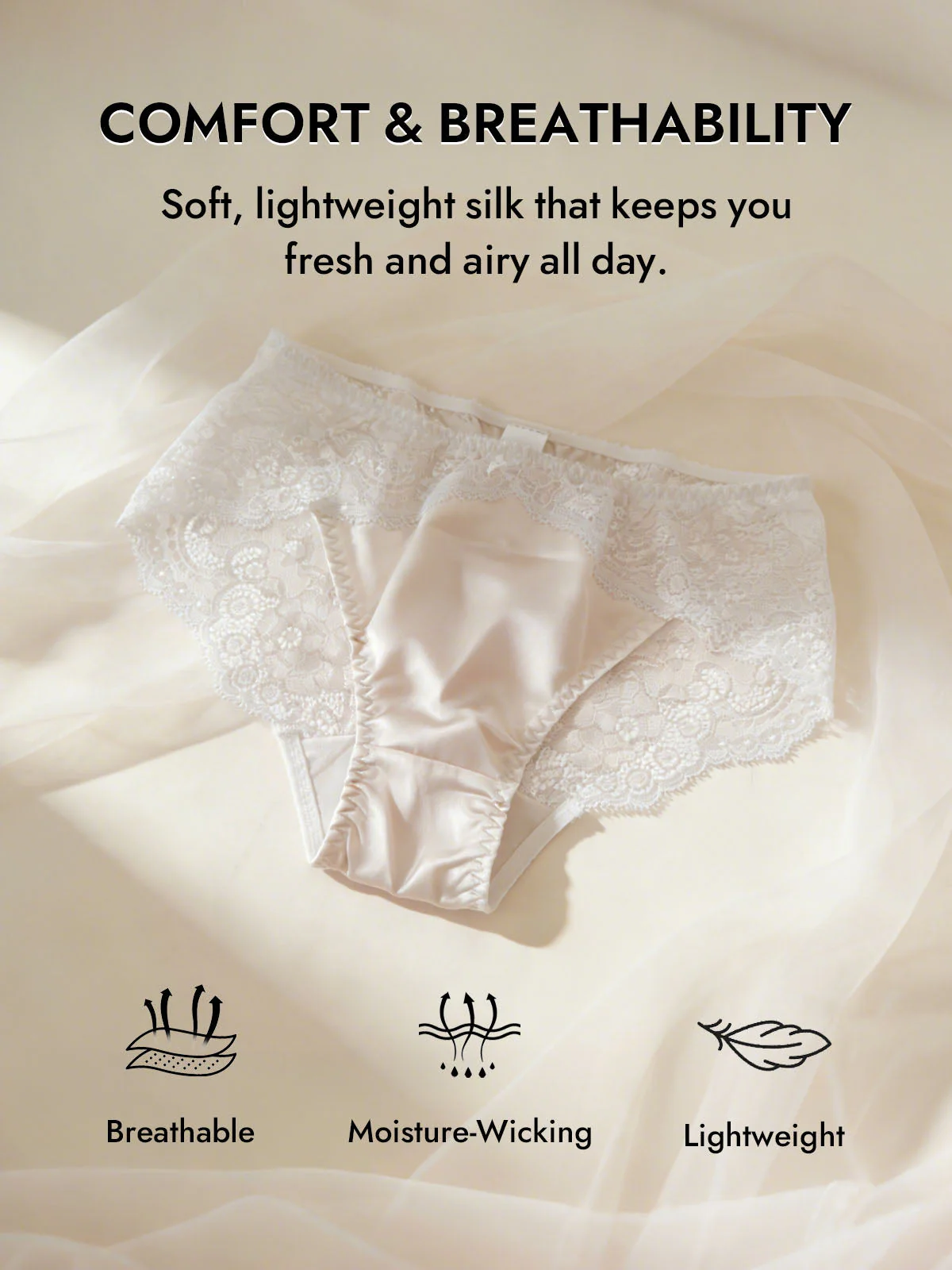 100% Mulberry Silk Sexy Lace Panty - Image 12