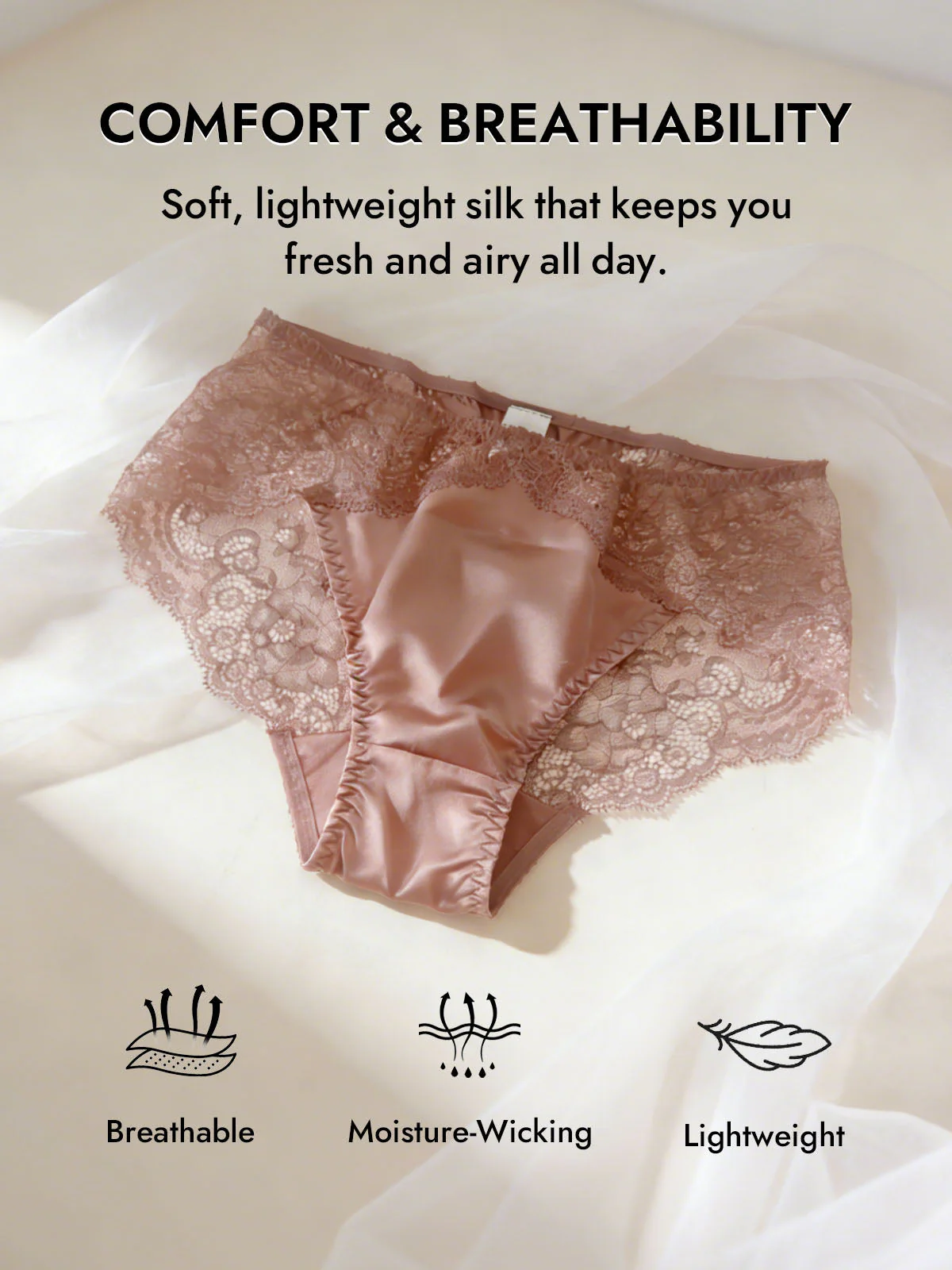 100% Mulberry Silk Sexy Lace Panty - Image 20