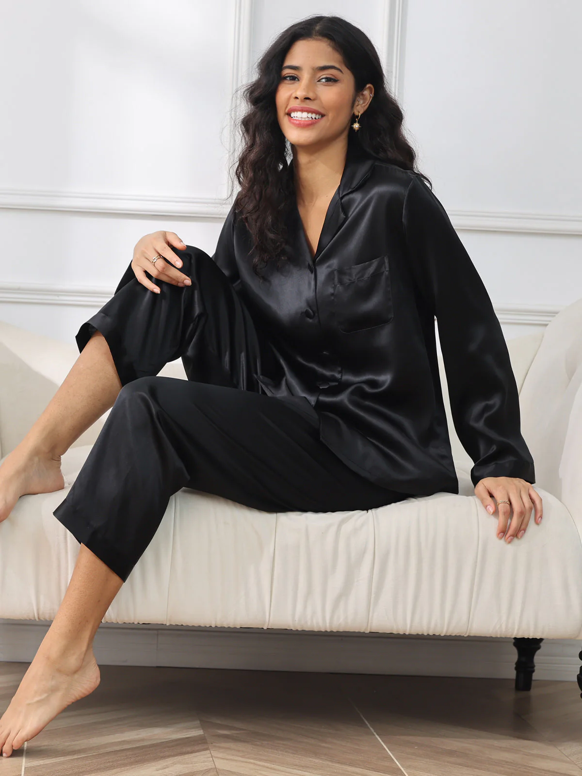 Pure Silk Long Sleeve Women's Pyjamas Set - Image 14